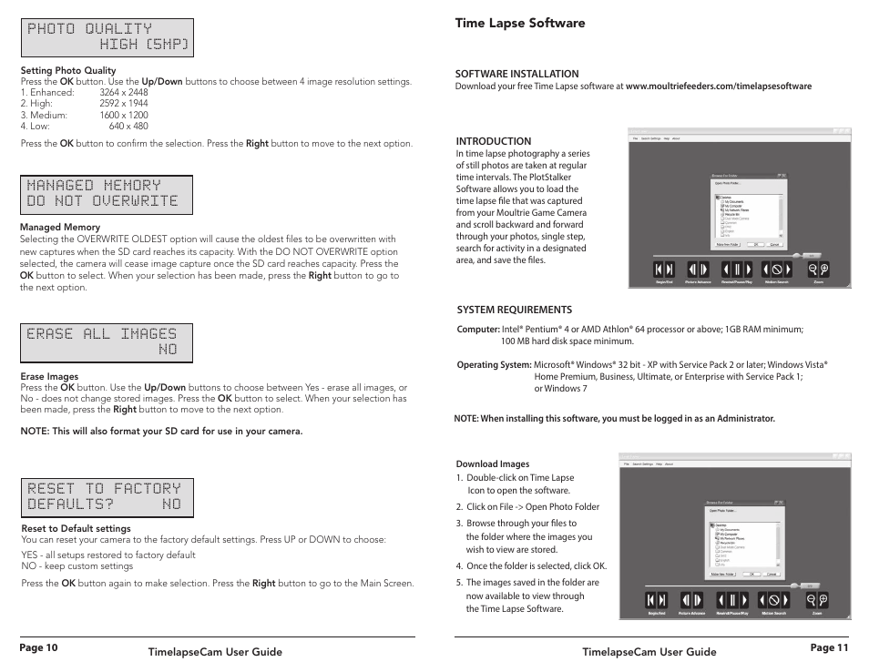 Time lapse software | Wingscapes Timelapse Cam User Manual | Page 10 / 10