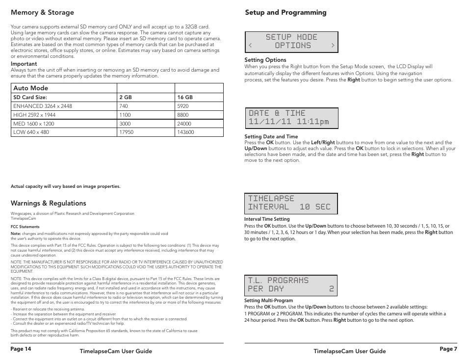 Warnings & regulations | Wingscapes Timelapse Cam User Manual | Page 7 / 10