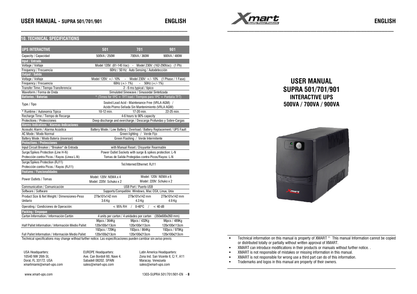 XMART Supra 901 User Manual | 4 pages