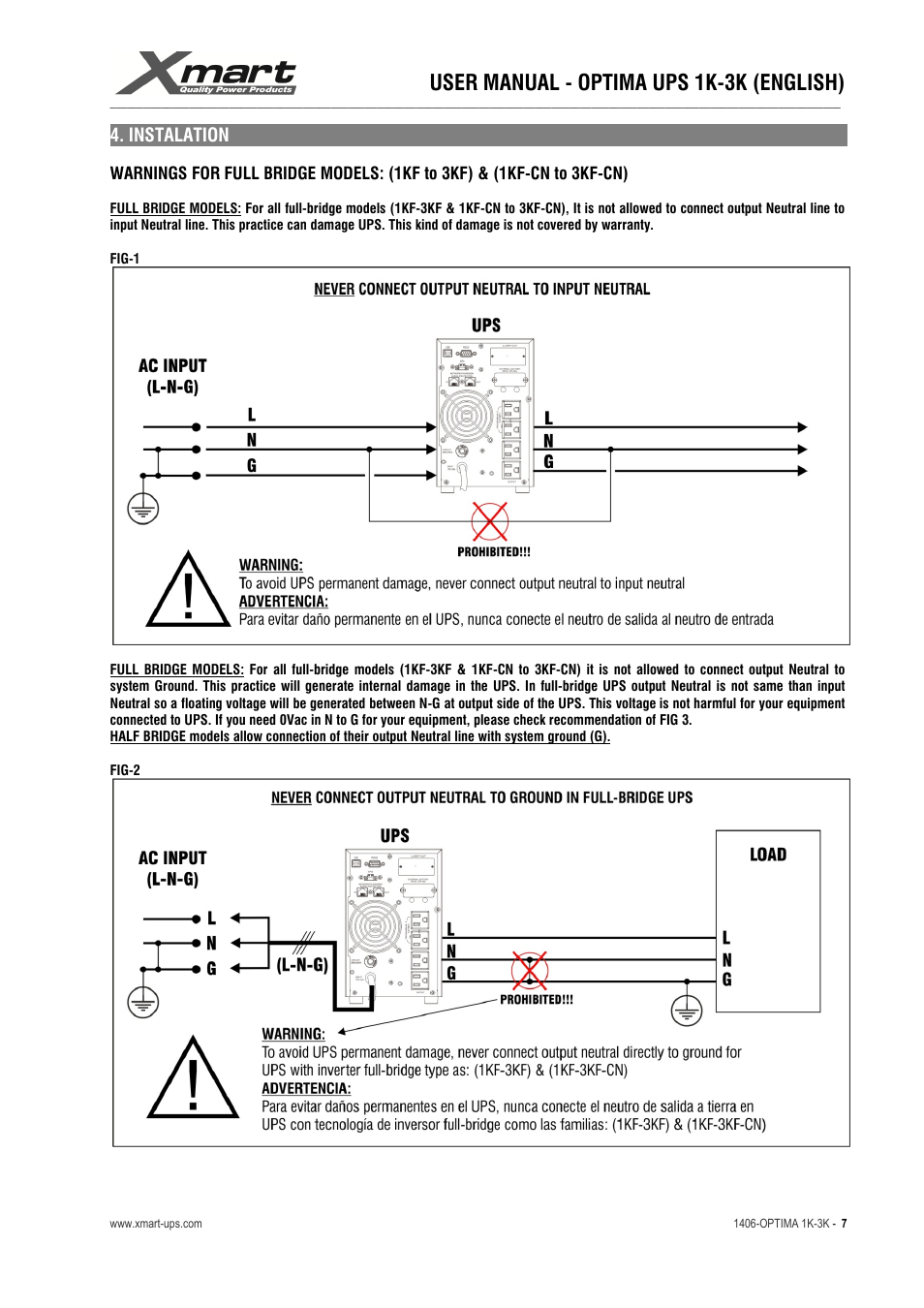 User manual - optima ups 1k-3k (english) | XMART Optima 3K-HB User Manual | Page 7 / 30