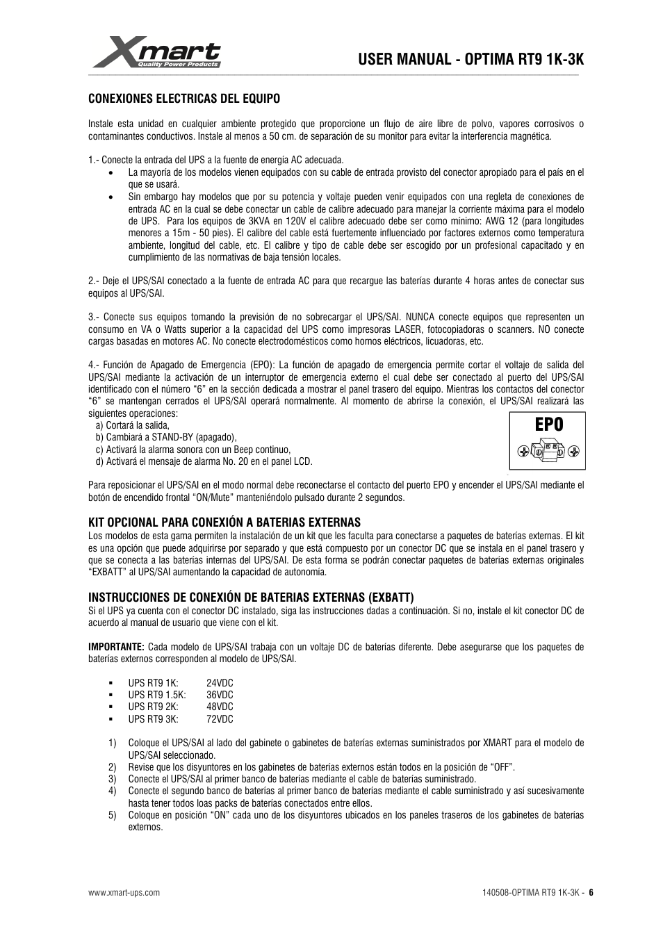 User manual - optima rt9 1k-3k | XMART Optima RT9 3K User Manual | Page 6 / 20