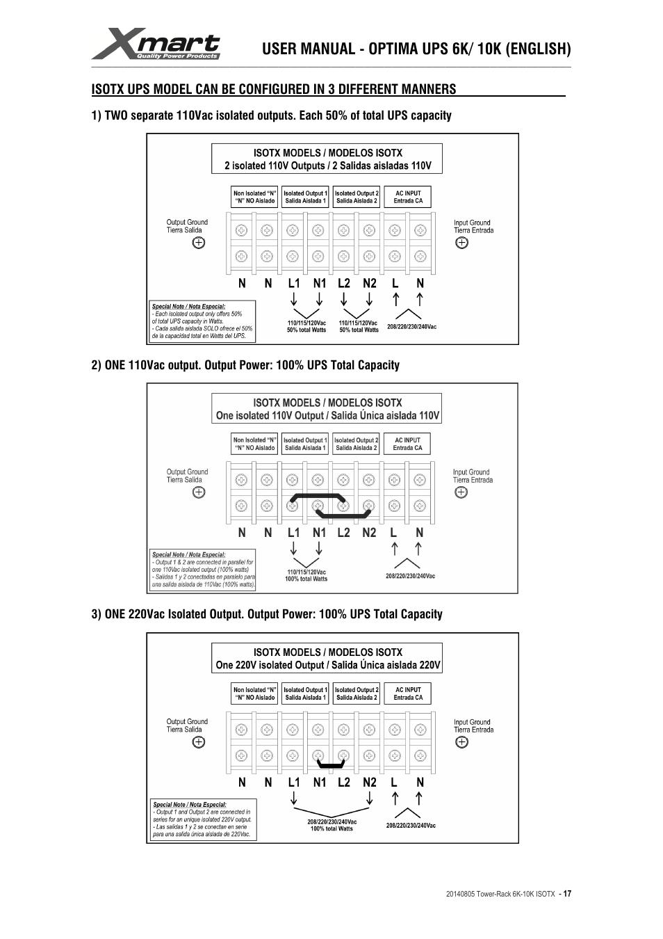 User manual - optima ups 6k/ 10k (english) | XMART Optima-RACK 10K User Manual | Page 17 / 41