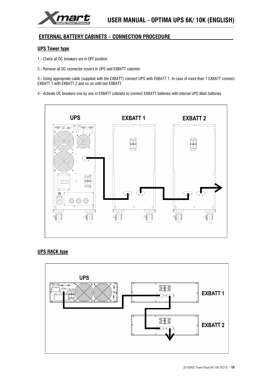 User manual - optima ups 6k/ 10k (english) | XMART Optima-RACK 10K User Manual | Page 19 / 41