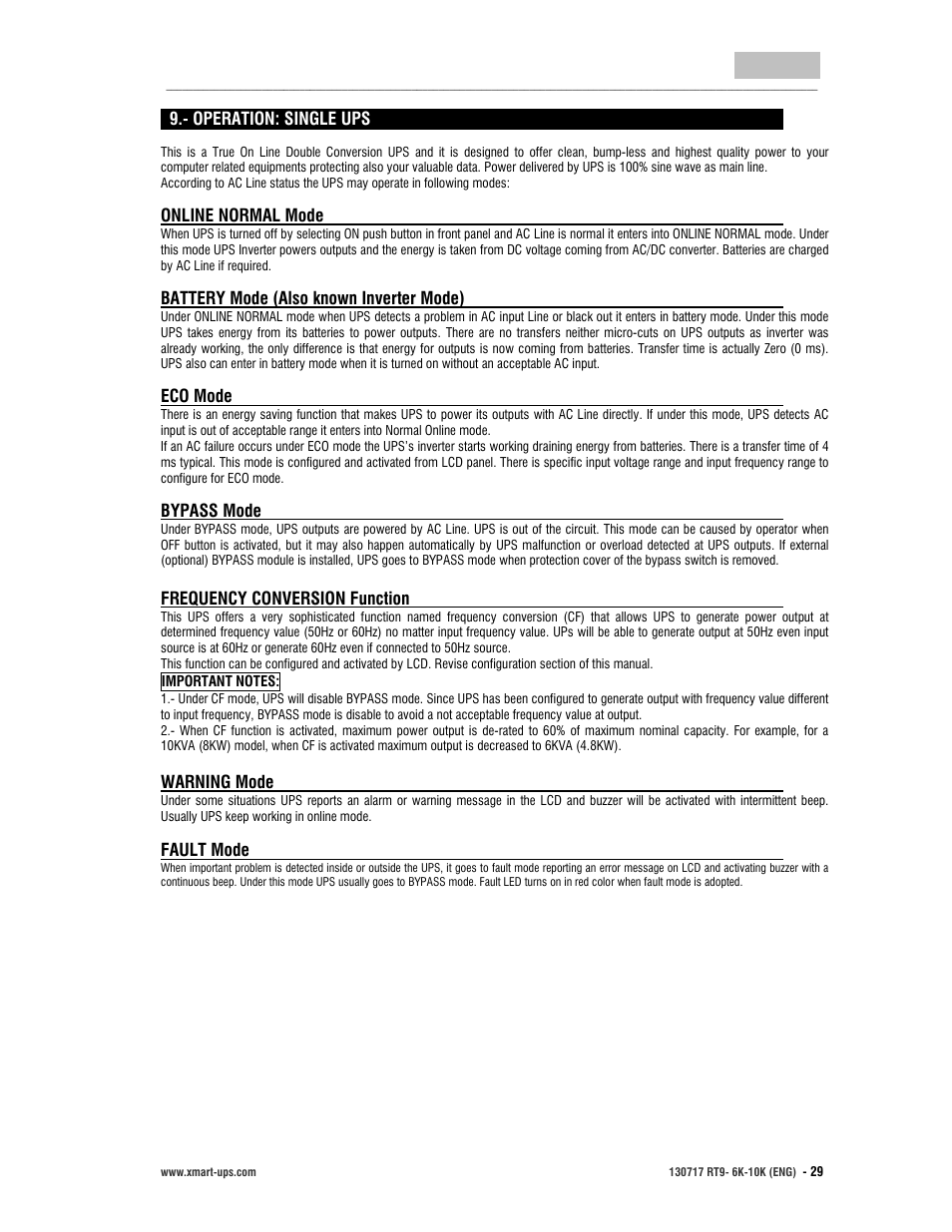 User manual, English | XMART Optima RT9 10K User Manual | Page 29 / 42