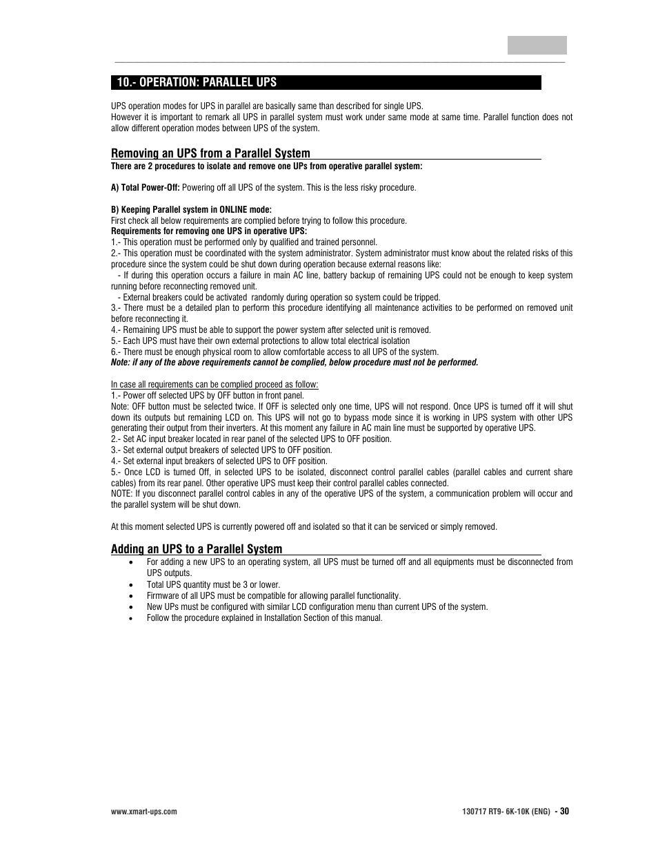 User manual, English | XMART Optima RT9 10K User Manual | Page 30 / 42
