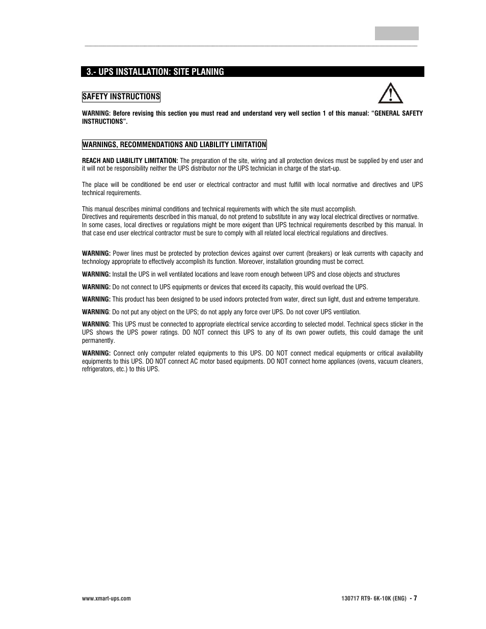 User manual, English | XMART Optima RT9 10K User Manual | Page 7 / 42