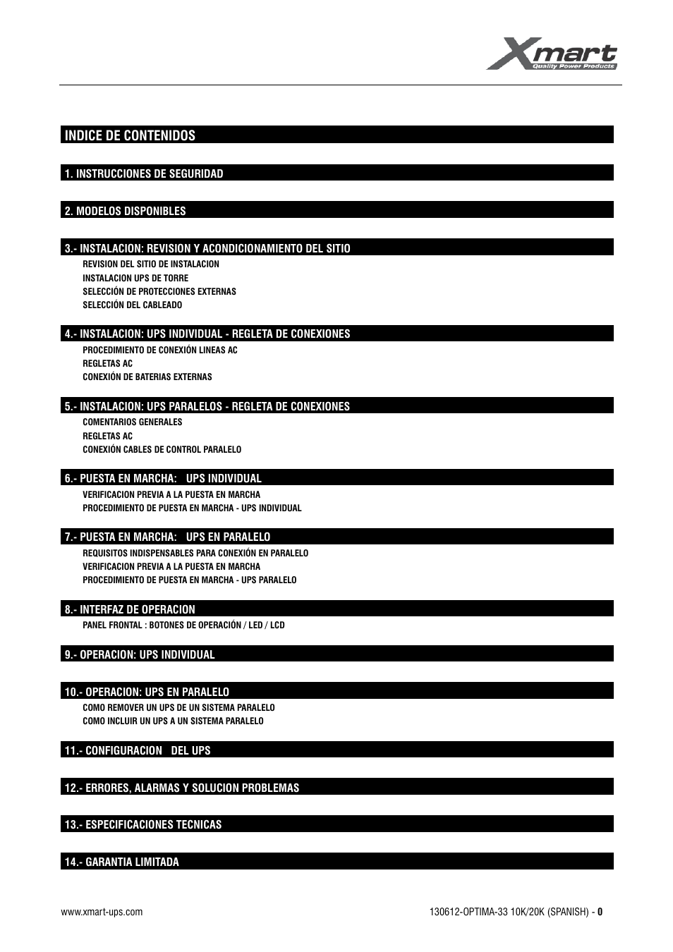 XMART Optima 33 30K User Manual | Page 2 / 44