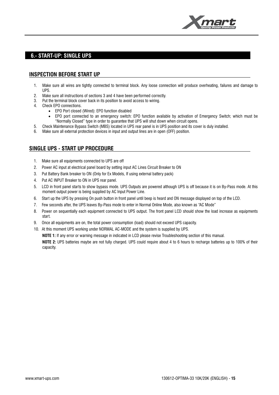 User manual | XMART Optima 33 30K User Manual | Page 17 / 43