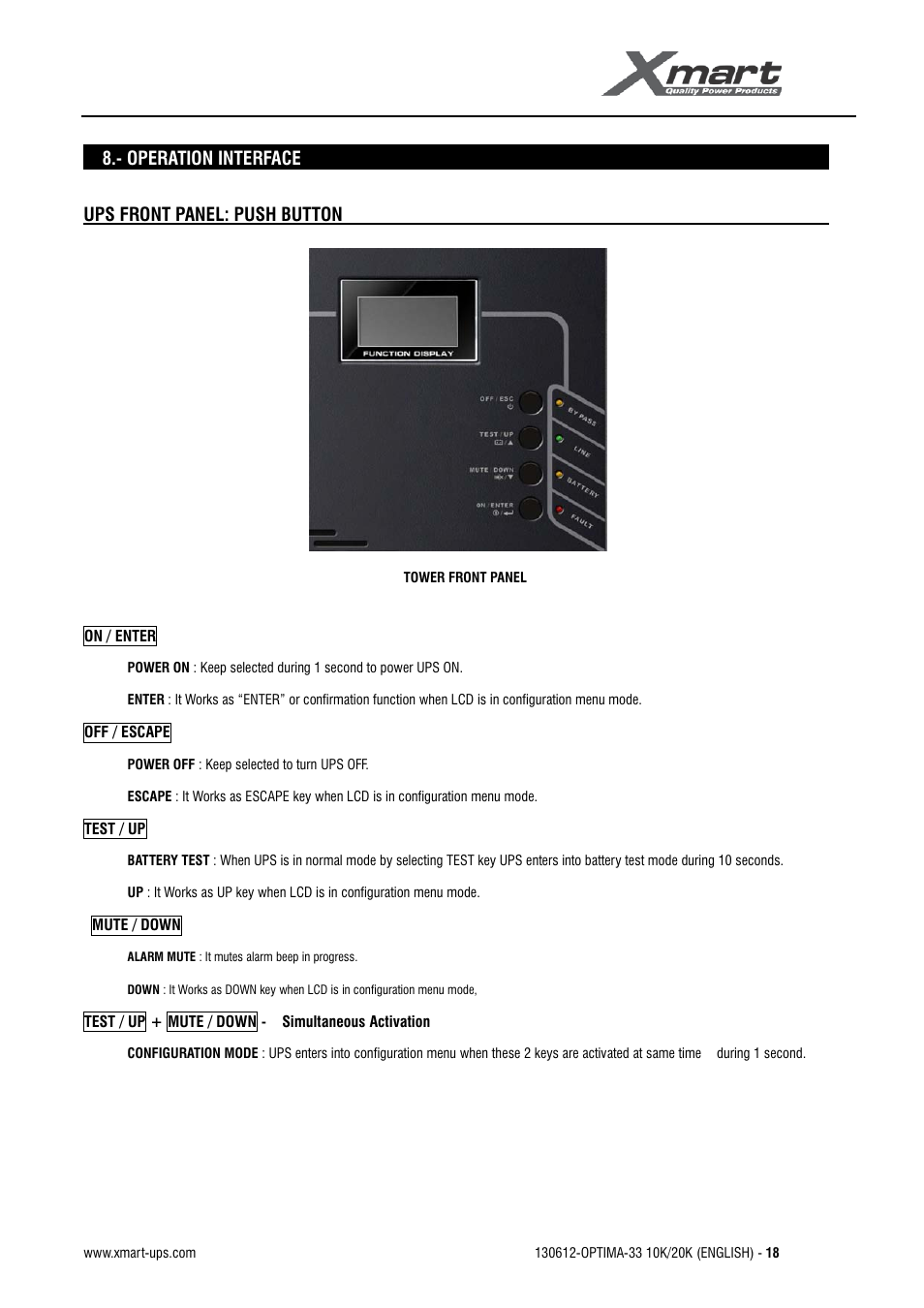 User manual | XMART Optima 33 30K User Manual | Page 20 / 43