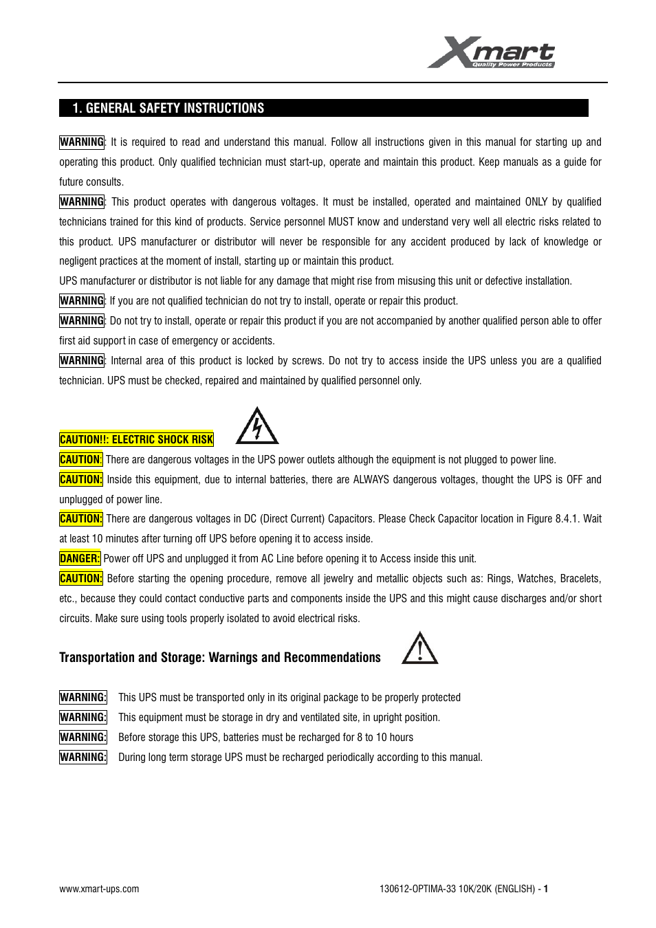 User manual | XMART Optima 33 30K User Manual | Page 3 / 43