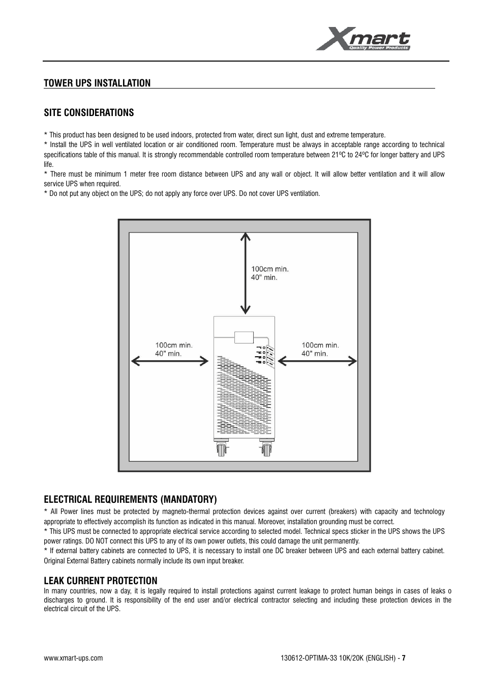 User manual | XMART Optima 33 30K User Manual | Page 9 / 43