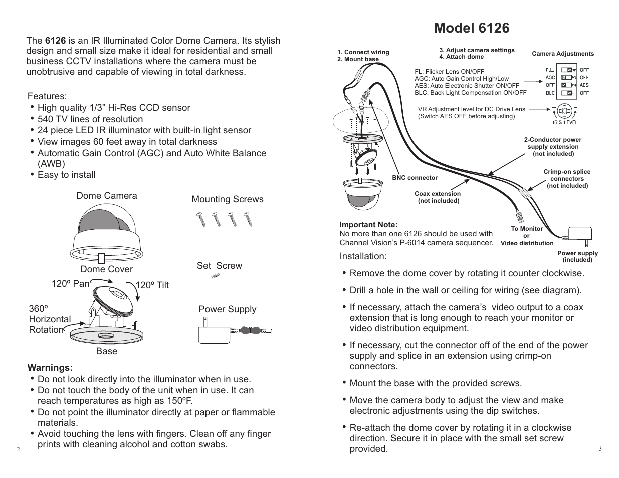 Model 6126 | Channel Vision 6126 User Manual | Page 2 / 2