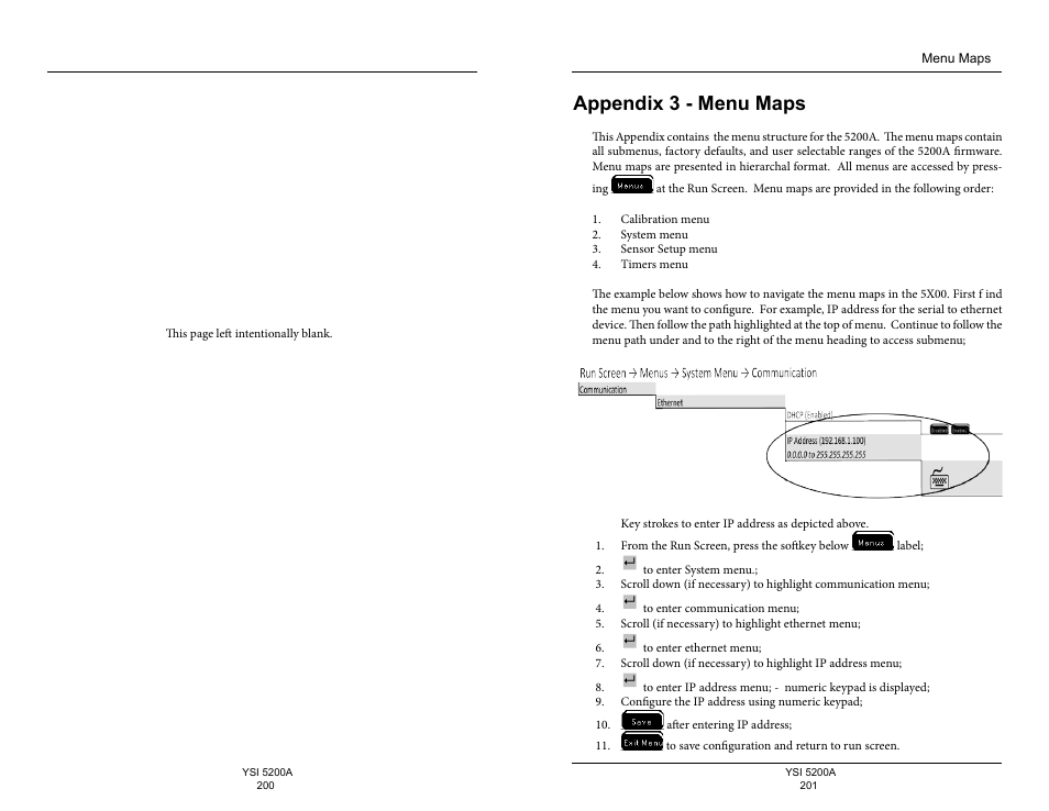 Appendix 3 - menu maps, E 201 f | YSI 5200A User Manual | Page 101 / 128