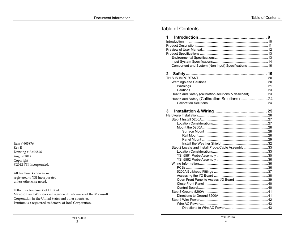 YSI 5200A User Manual | Page 2 / 128