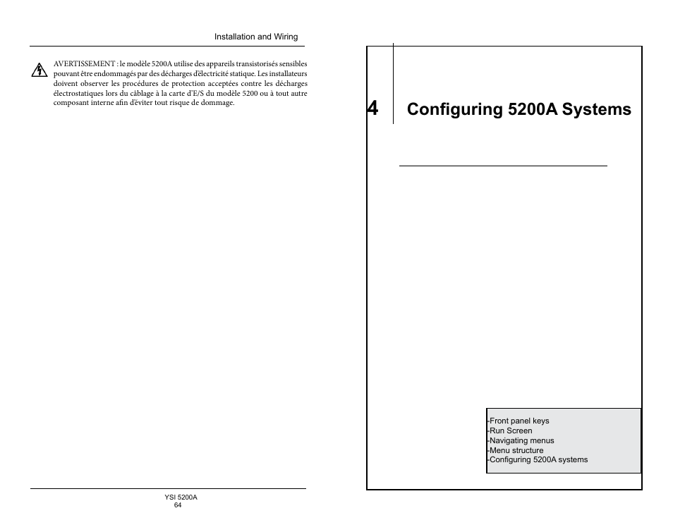 4 configuring 5200a systems, Configuring 5200a systems | YSI 5200A User Manual | Page 33 / 128