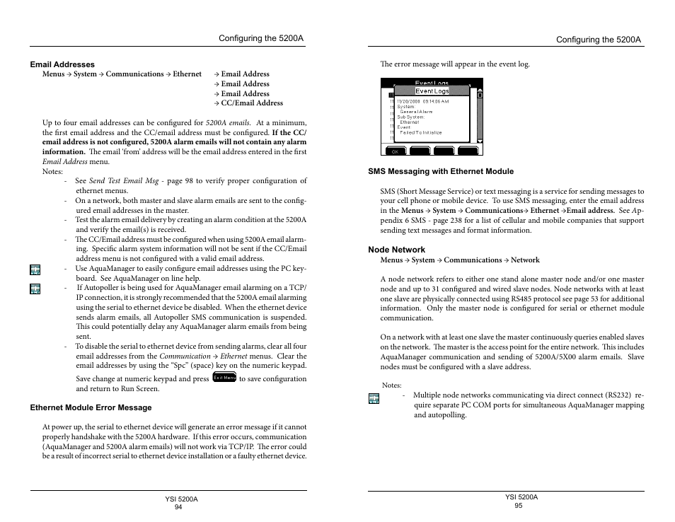 Node network | YSI 5200A User Manual | Page 48 / 128