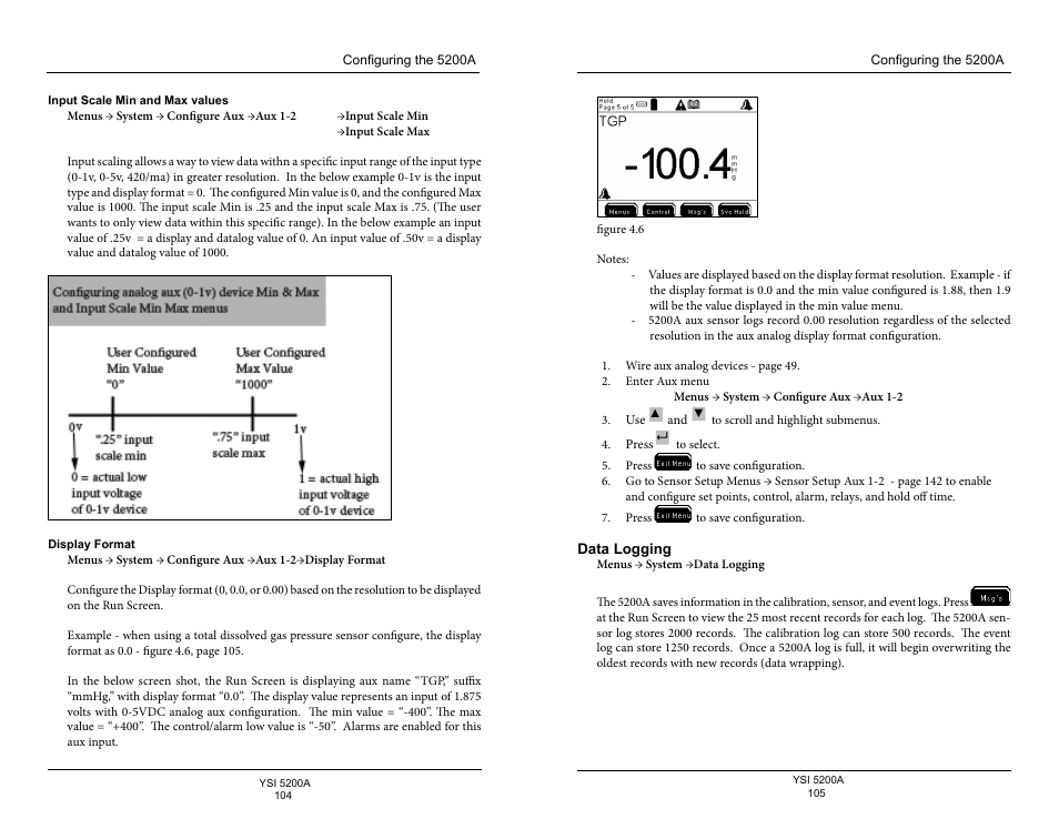 Data logging, E 105 | YSI 5200A User Manual | Page 53 / 128
