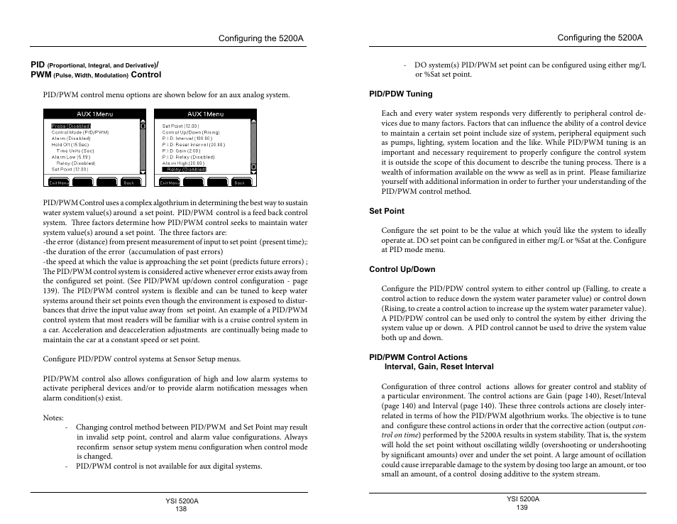 Proportional, integral, and derivative, Pulse, width, modulation), Control | E 139). th, E 138 | YSI 5200A User Manual | Page 70 / 128