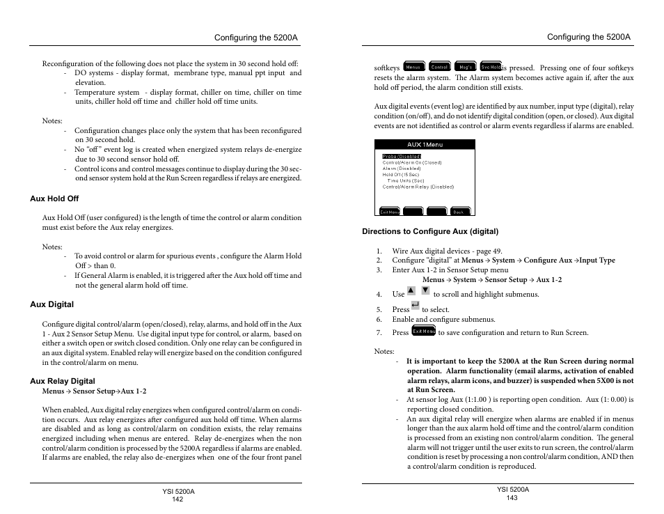 Aux digital, E 142 t, 142) m | E 142 f | YSI 5200A User Manual | Page 72 / 128