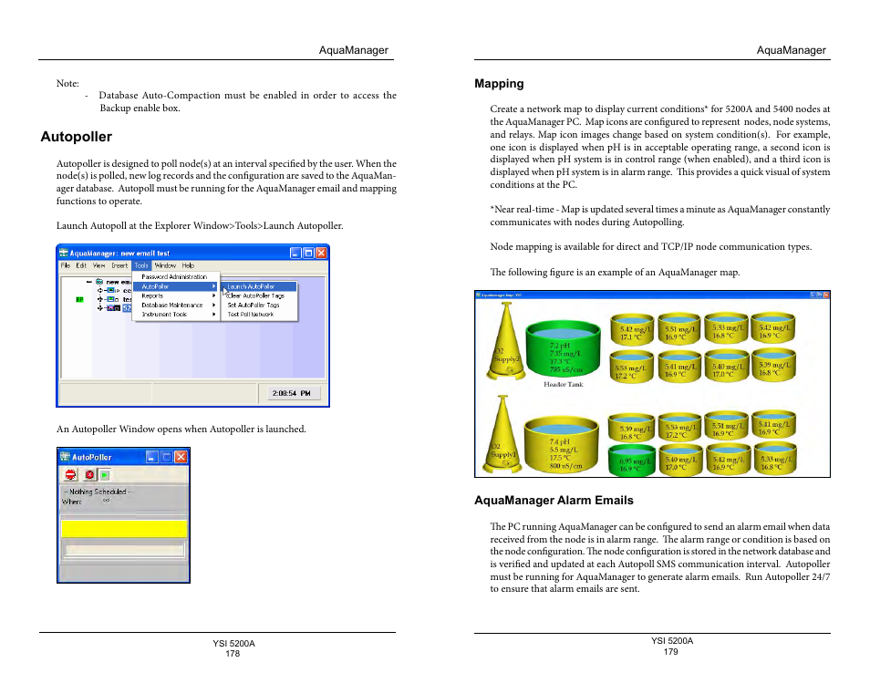 Autopoller, Mapping, Aquamanager alarm emails | YSI 5200A User Manual | Page 90 / 128