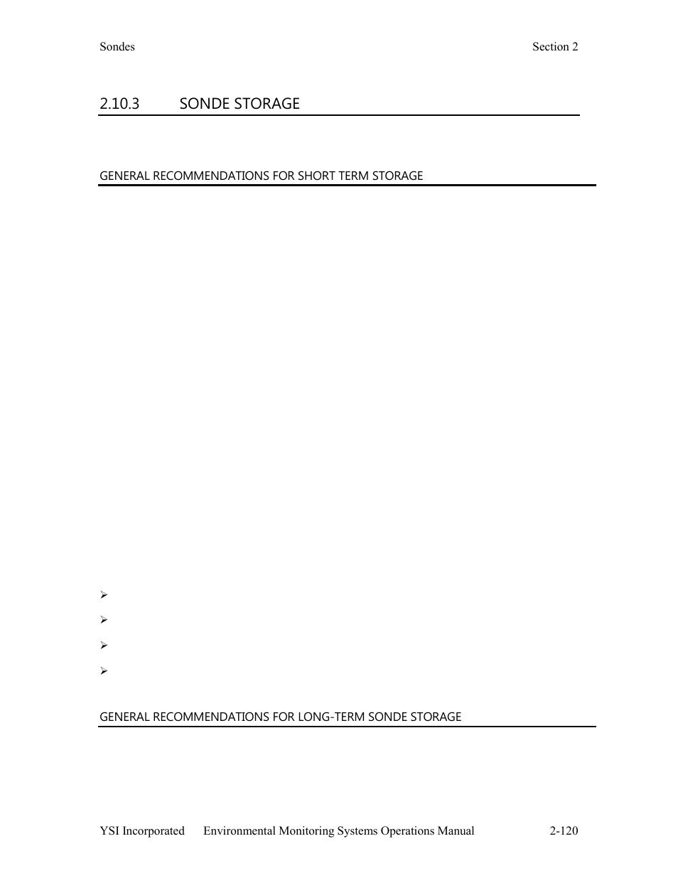 3 sonde storage | YSI 600LS - User Manual User Manual | Page 126 / 379