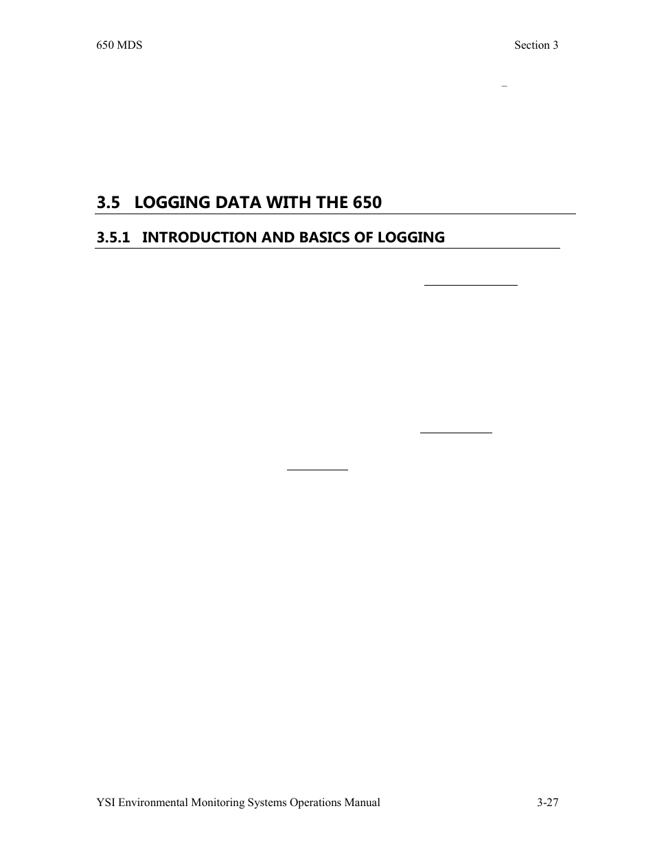 5 logging data with the 650 | YSI 600LS - User Manual User Manual | Page 157 / 379