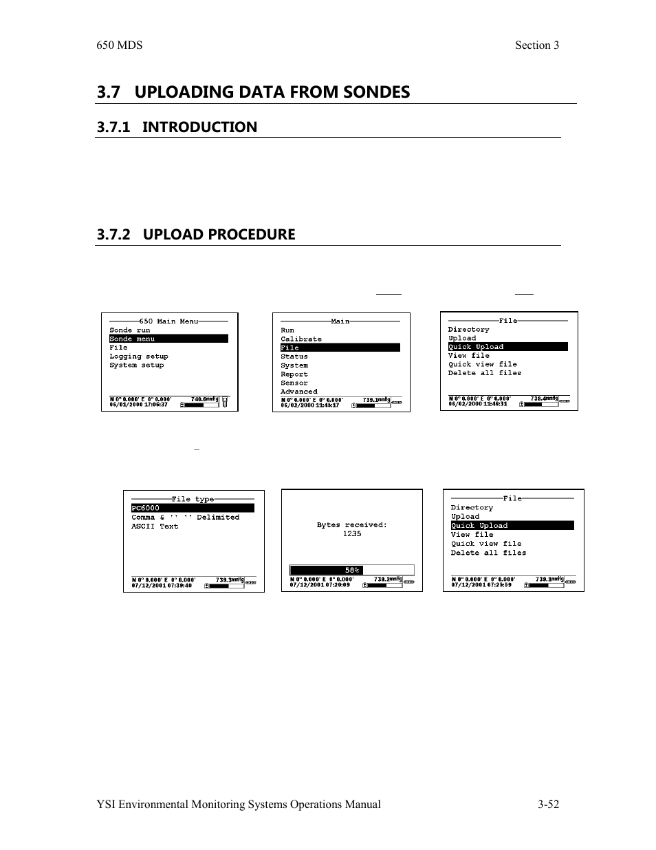 7 uploading data from sondes, 1 introduction, 2 upload procedure | YSI 600LS - User Manual User Manual | Page 182 / 379