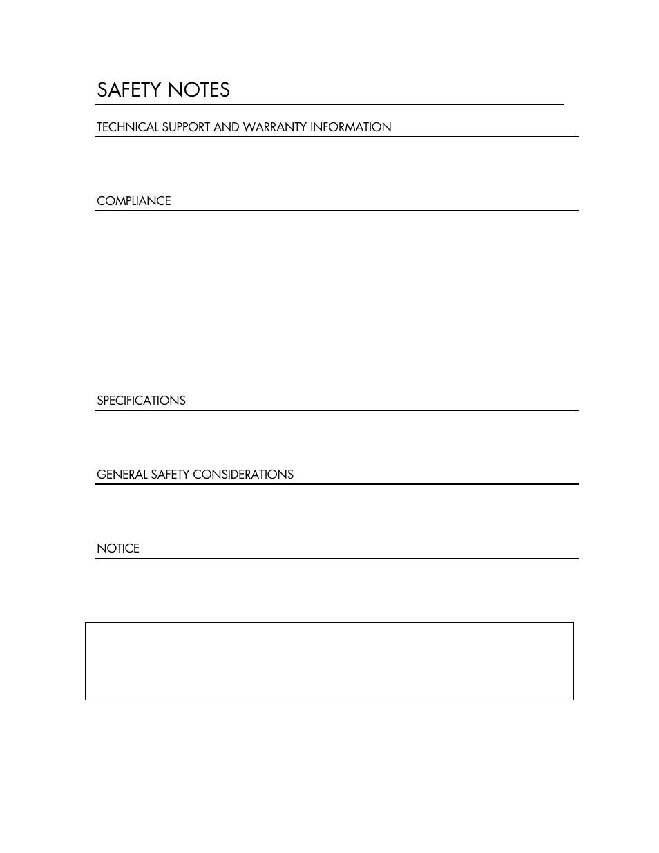 Safety notes, Technical support and warranty information, Compliance | Specifications, General safety considerations, Notice | YSI 600LS - User Manual User Manual | Page 2 / 379