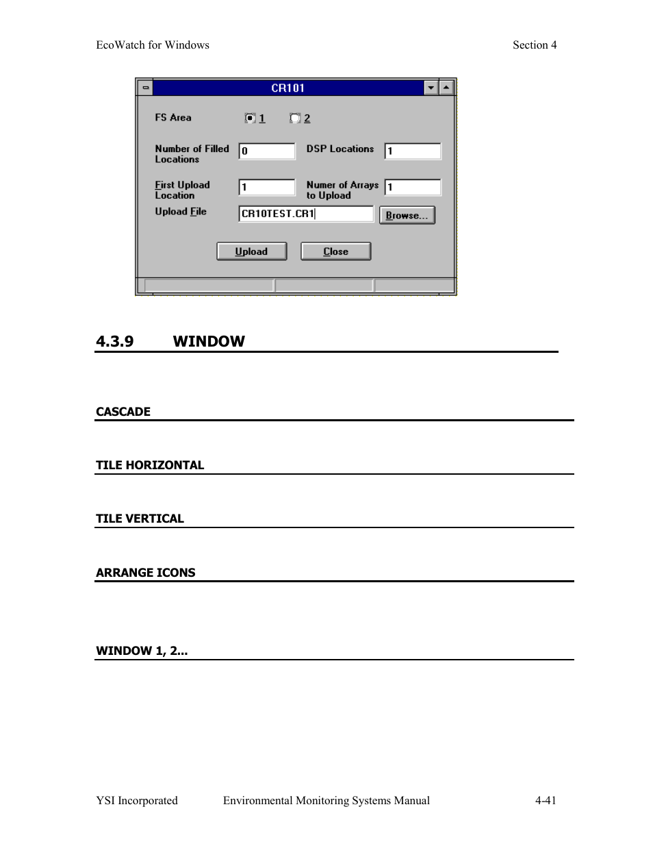 9 window | YSI 600LS - User Manual User Manual | Page 237 / 379