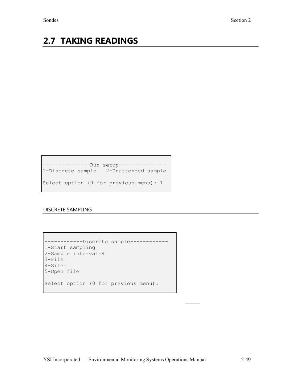 7 taking readings | YSI 600LS - User Manual User Manual | Page 55 / 379