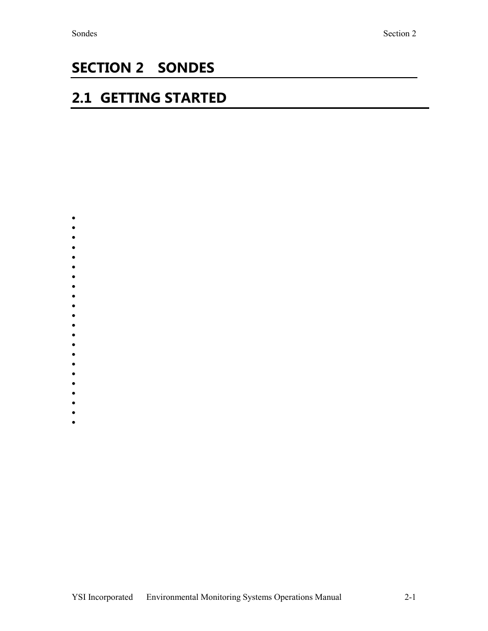 Sondes, 1 getting started | YSI 600LS - User Manual User Manual | Page 7 / 379