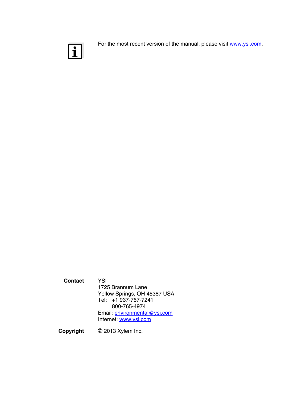 YSI IQ SensorNet FDO Sensor User Manual | Page 2 / 48