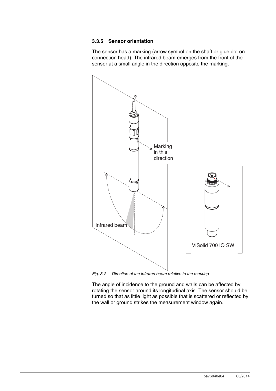 5 sensor orientation, Sensor orientation -4 | YSI IQ SensorNet ViSolid Sensor 700 IQ User Manual | Page 16 / 60