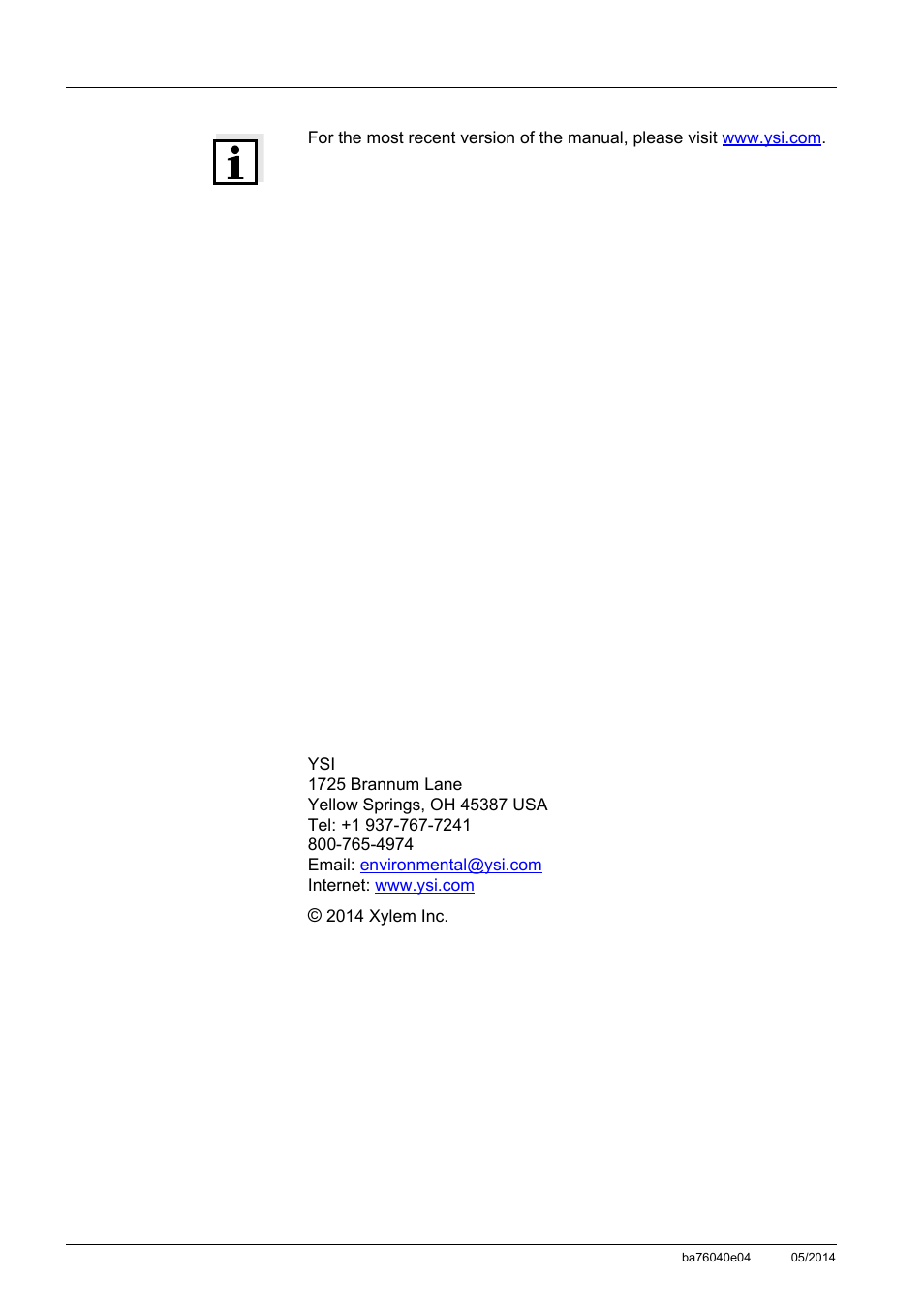 YSI IQ SensorNet ViSolid Sensor 700 IQ User Manual | Page 2 / 60