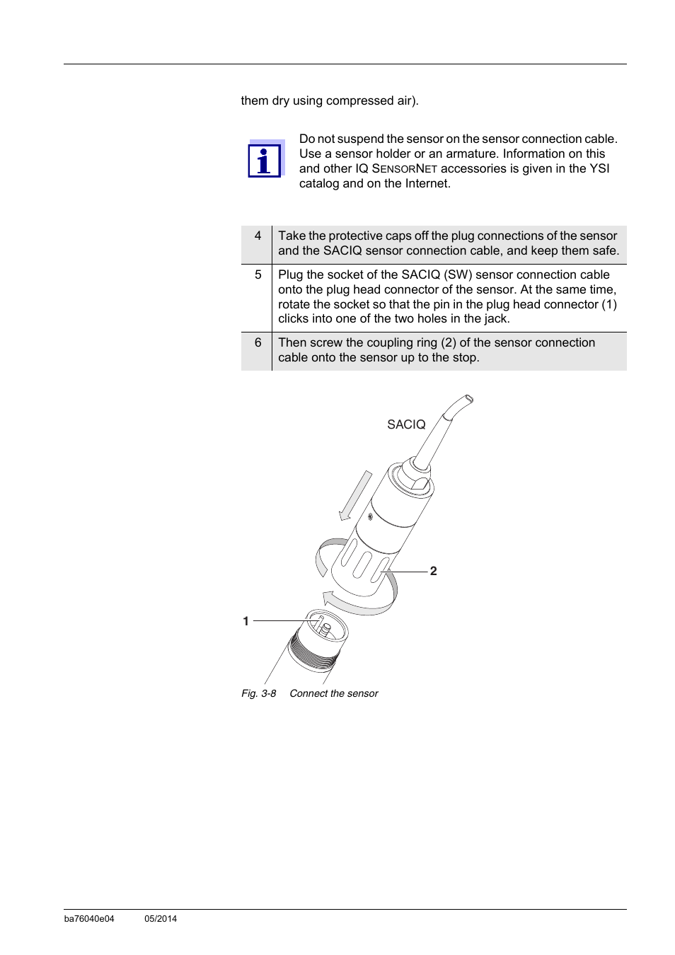 YSI IQ SensorNet ViSolid Sensor 700 IQ User Manual | Page 23 / 60