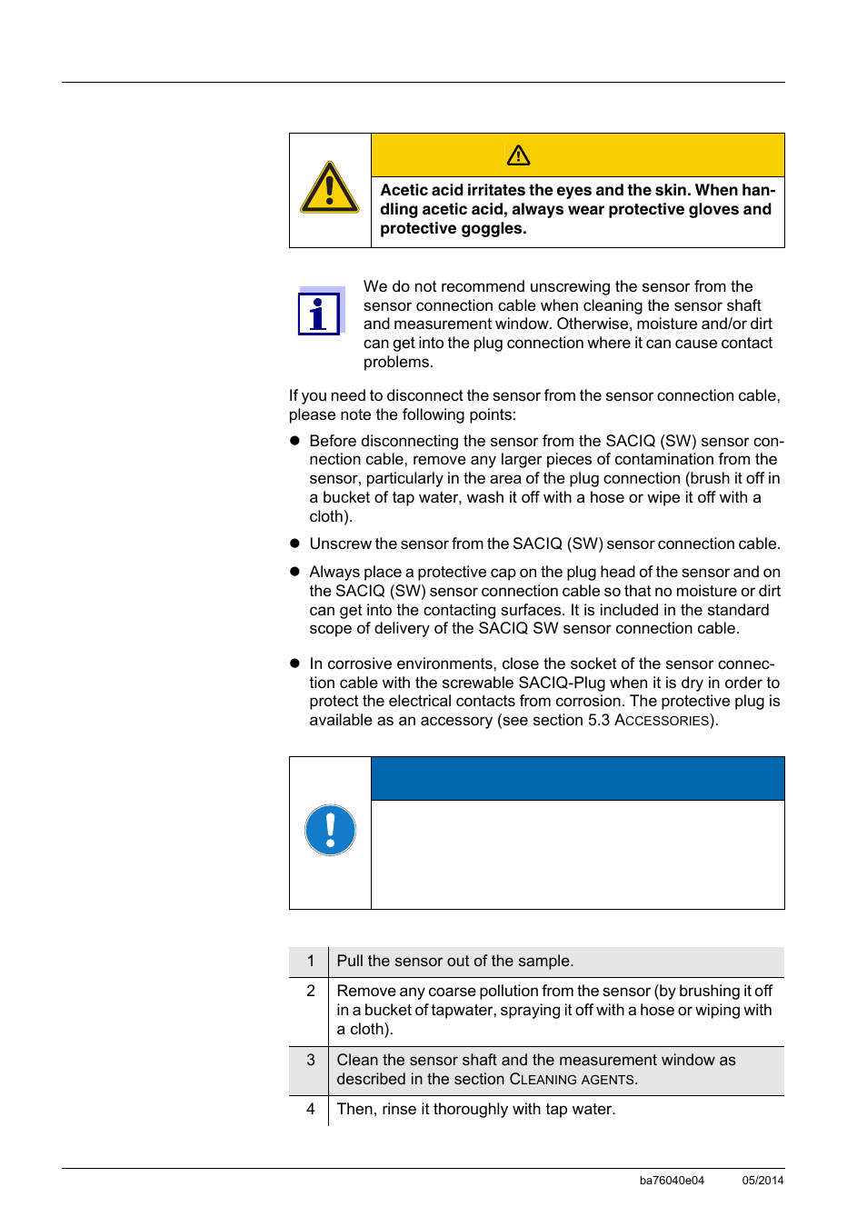 Caution, Notice | YSI IQ SensorNet ViSolid Sensor 700 IQ User Manual | Page 40 / 60