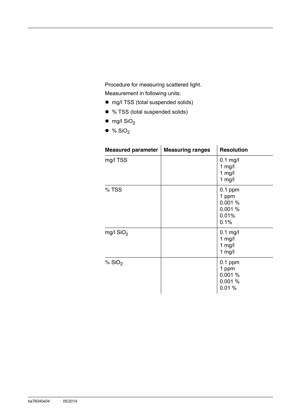 7 technical data, 1 measuring characteristics, Technical data -1 | Measuring characteristics -1, To chapter 7 t, Echnical, Data, Only operat, Chapter 7 t, 7technical data | YSI IQ SensorNet ViSolid Sensor 700 IQ User Manual | Page 45 / 60