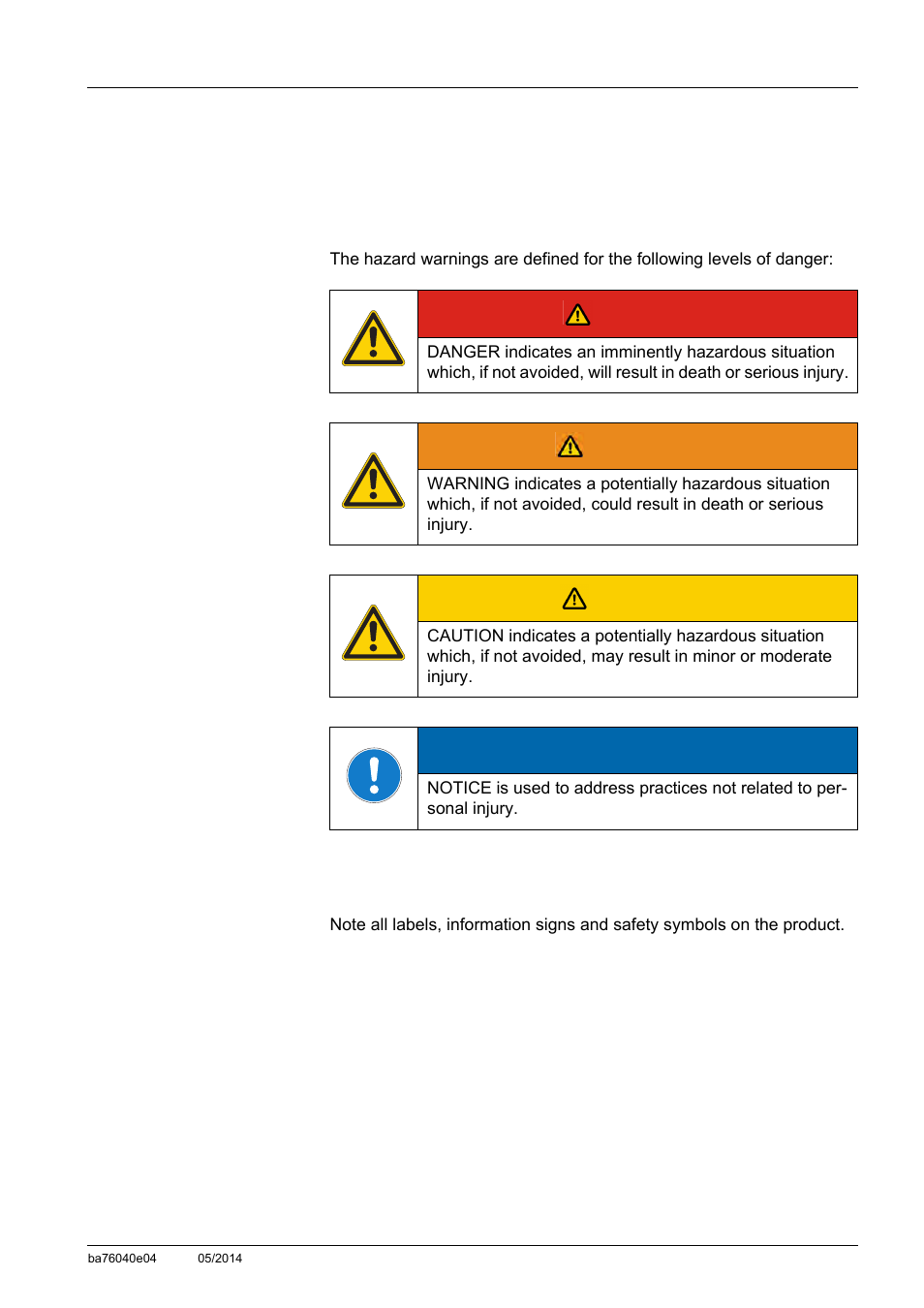 2 safety, 1 safety information, 1 hazard warnings in this operating manual | 2 safety information on the product, Safety -1, Safety information -1 2.1.1, Hazard warnings in this operating manual . 2-1, Safety information on the product -1, Danger, Warning | YSI IQ SensorNet ViSolid Sensor 700 IQ User Manual | Page 9 / 60
