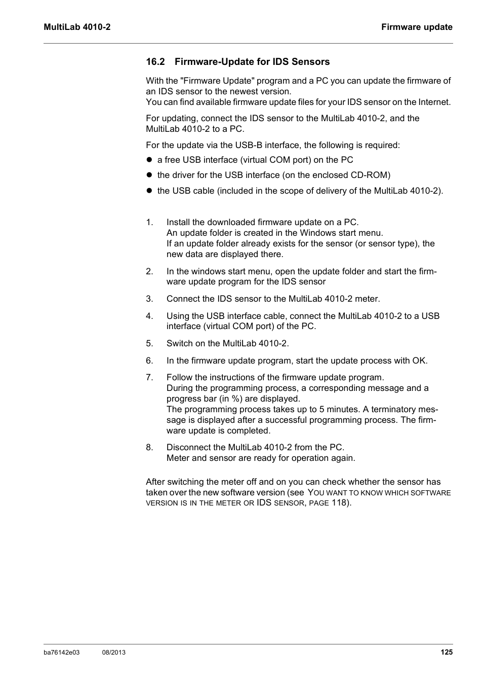2 firmware-update for ids sensors | YSI MultiLab 4010-2 User Manual | Page 125 / 138