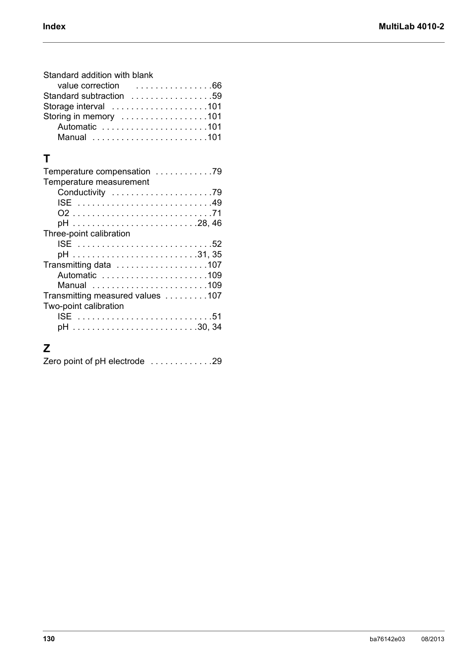 YSI MultiLab 4010-2 User Manual | Page 130 / 138