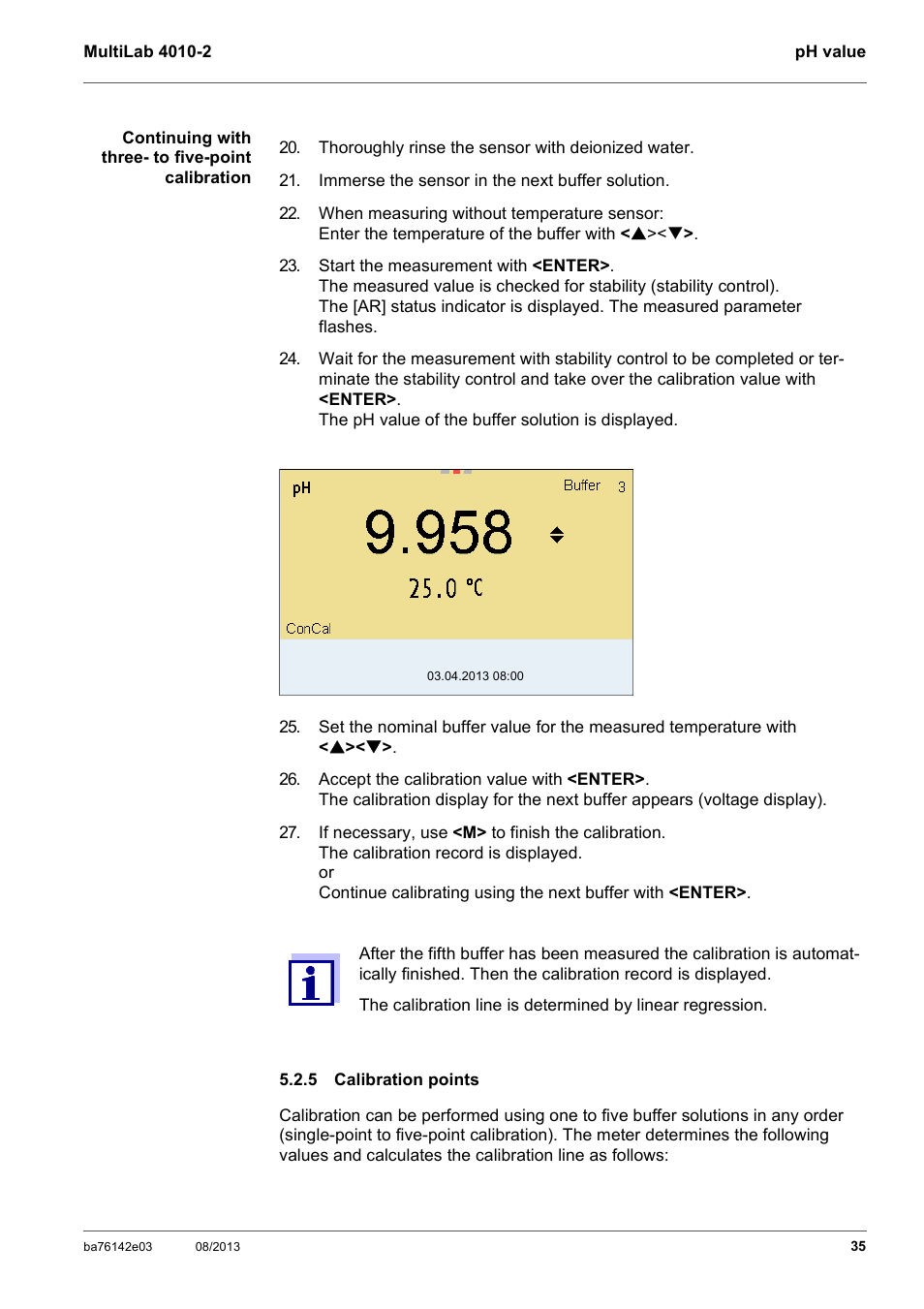 5 calibration points, Calibration points | YSI MultiLab 4010-2 User Manual | Page 35 / 138