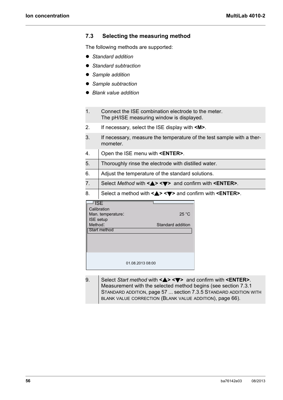 3 selecting the measuring method, Selecting the measuring method | YSI MultiLab 4010-2 User Manual | Page 56 / 138