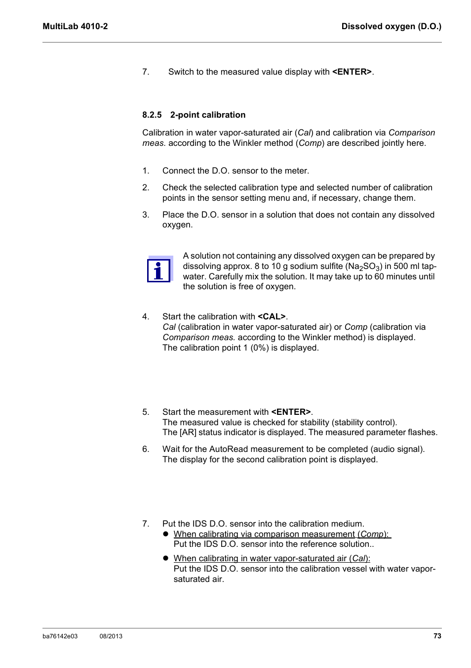 5 2-point calibration, Point calibration | YSI MultiLab 4010-2 User Manual | Page 73 / 138