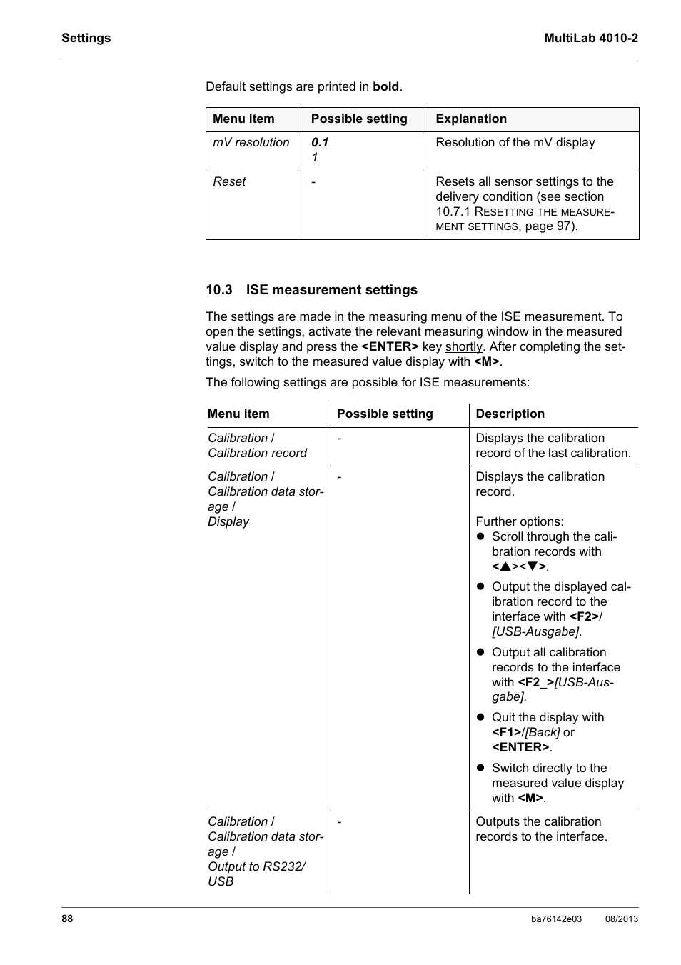 3 ise measurement settings | YSI MultiLab 4010-2 User Manual | Page 88 / 138