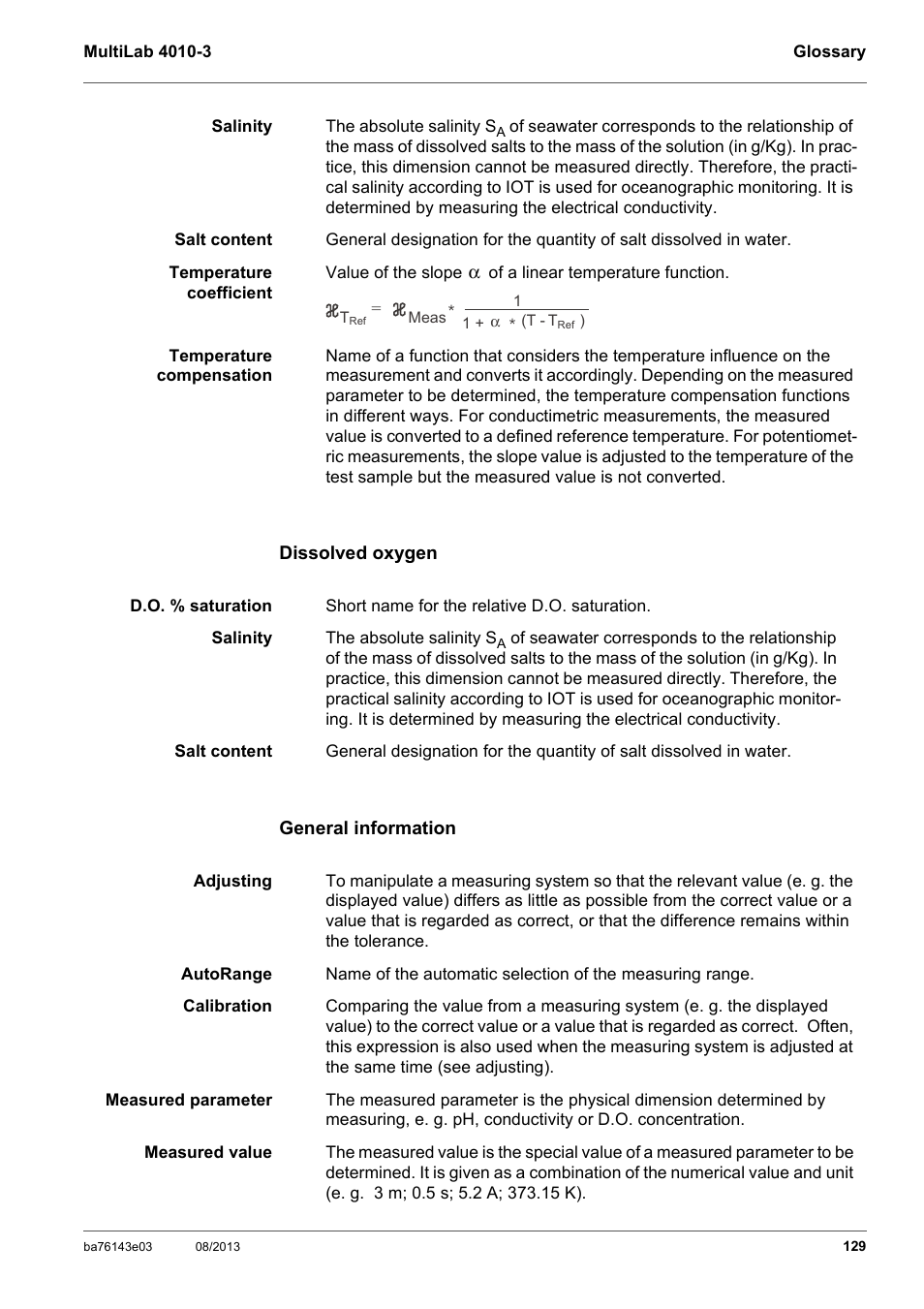 YSI MultiLab 4010-3 User Manual | Page 129 / 140