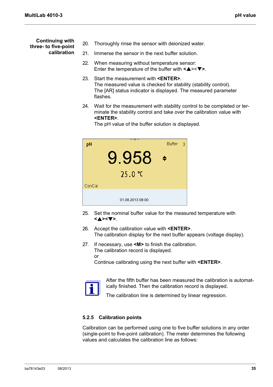 5 calibration points, Calibration points | YSI MultiLab 4010-3 User Manual | Page 35 / 140