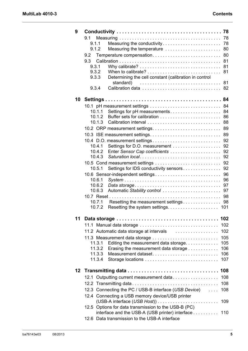 YSI MultiLab 4010-3 User Manual | Page 5 / 140