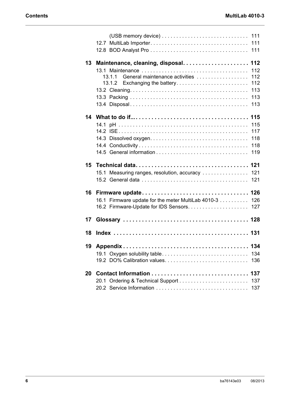 YSI MultiLab 4010-3 User Manual | Page 6 / 140