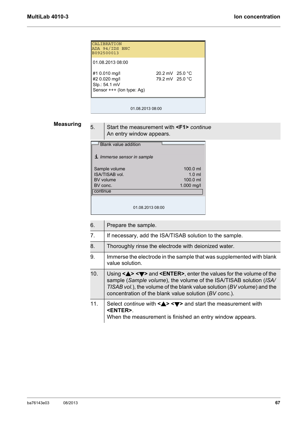 YSI MultiLab 4010-3 User Manual | Page 67 / 140