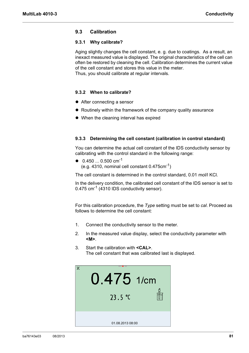 3 calibration, 1 why calibrate, 2 when to calibrate | Calibration, Why calibrate, When to calibrate, Standard) | YSI MultiLab 4010-3 User Manual | Page 81 / 140